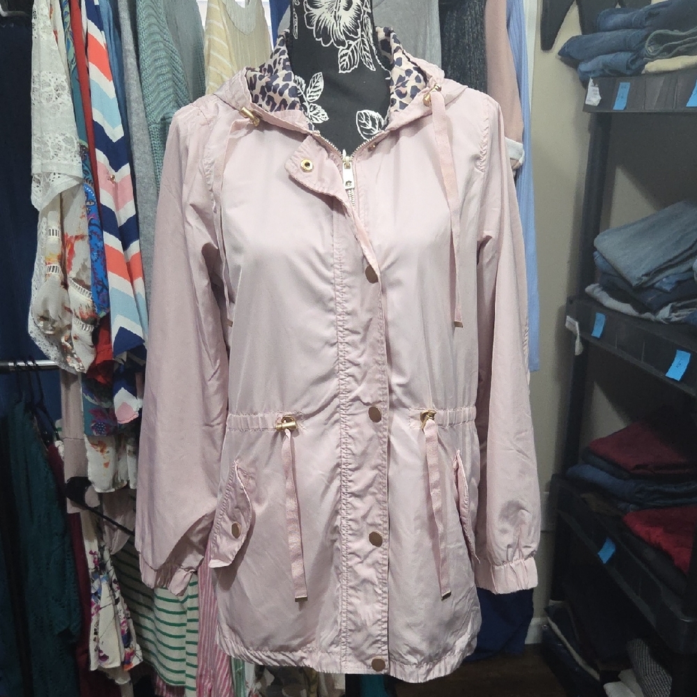 Time and Tru Light Pink Utility Jacket with Hood